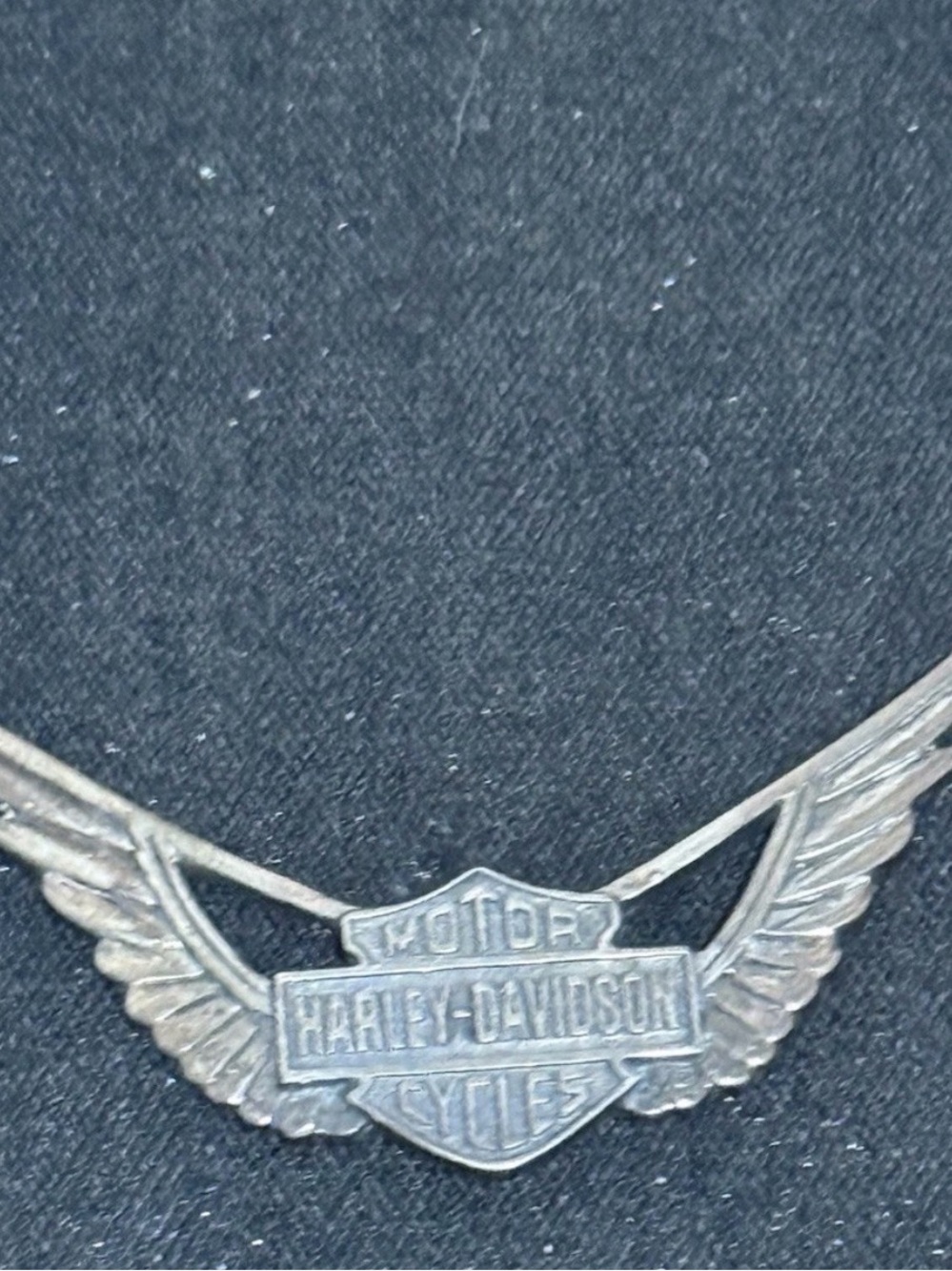 Harley-Davidson Silver Winged Bar Pendant Necklace 925 stamped w/box